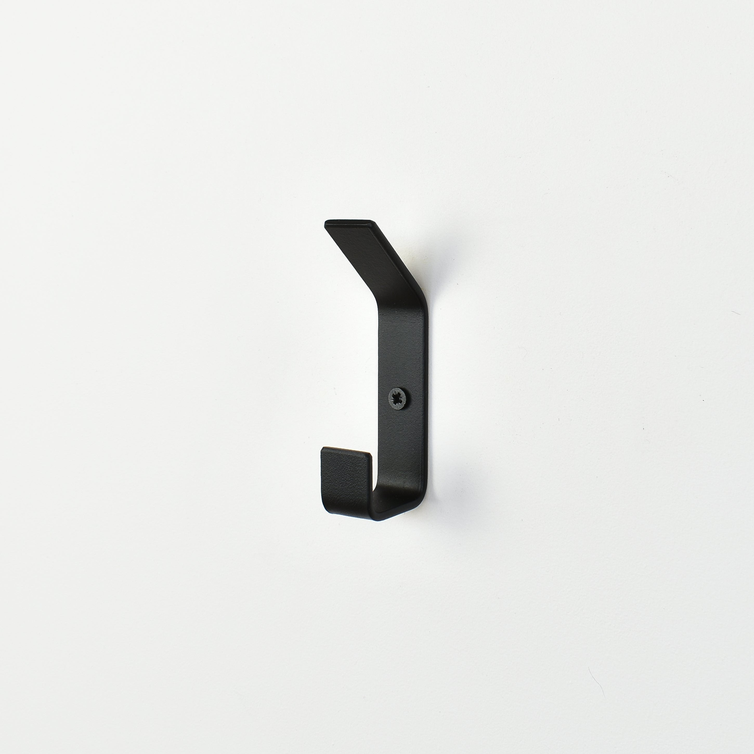 Black wall hook right side view - steel construction with black finish