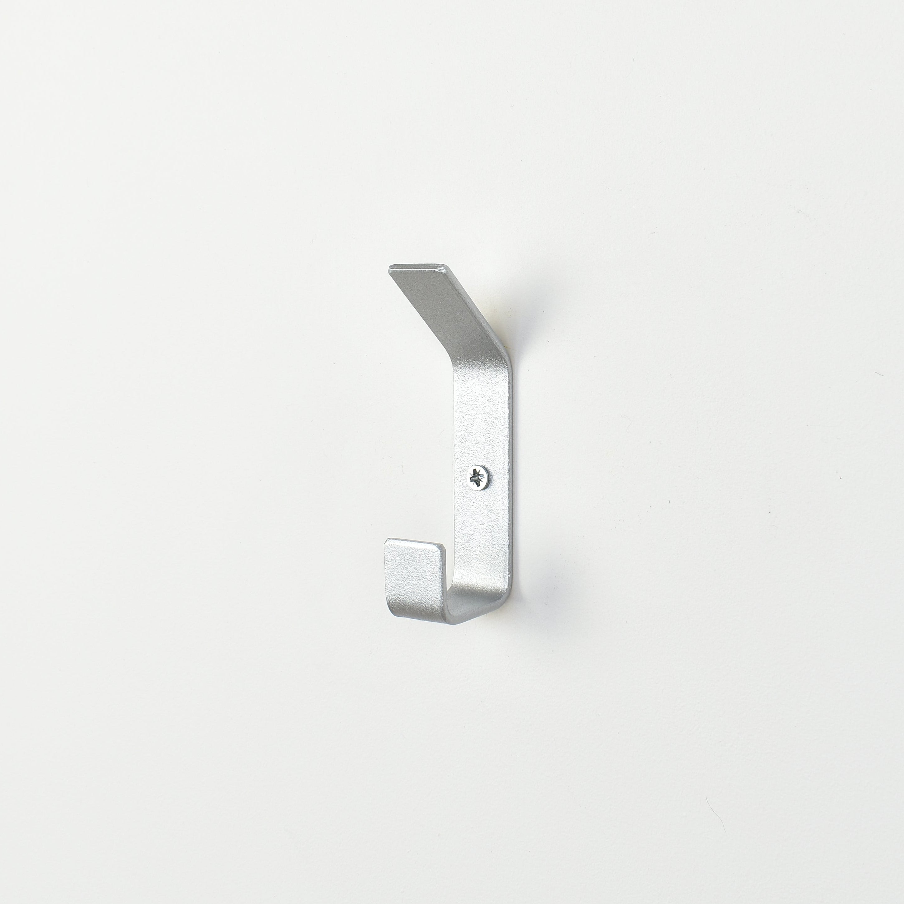 Silver wall hook side view - steel construction with metallic silver finish