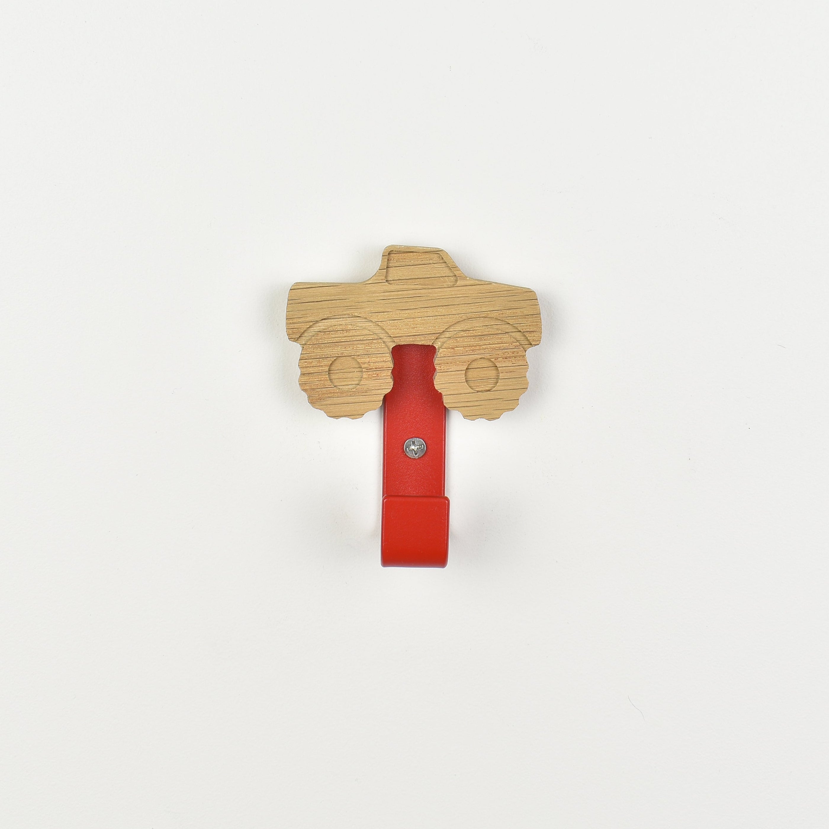 Monster truck wall hook front view - wooden vehicle nursery hook for children's room