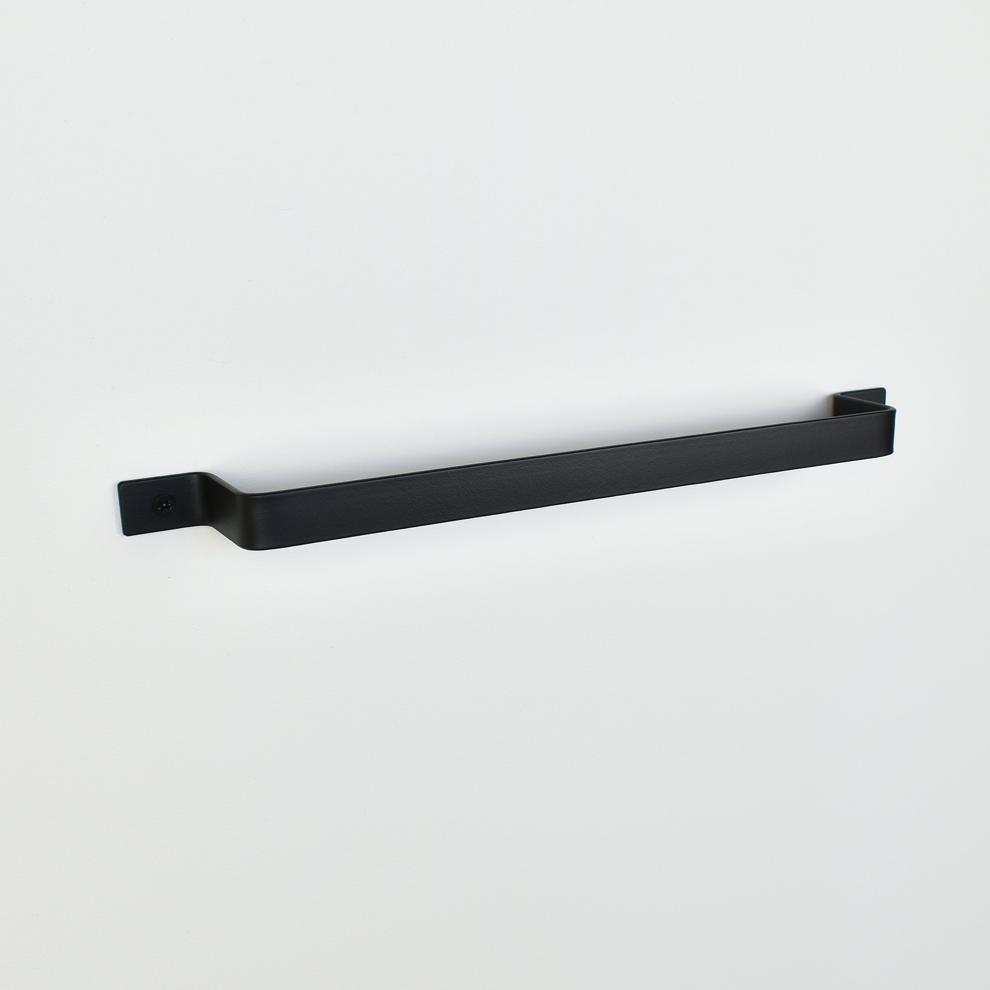 Black towel rail side view - steel construction with matt black finish