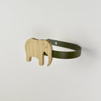 Safari animal curtain tieback right side view - Elephant oak tieback for kids