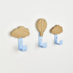 wall hooks side angle - hot air balloon cloud oak bedroom decor