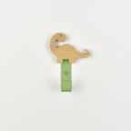 Brachiosaurus  metal wall hook front view - wooden dinosaur  hook for children's room