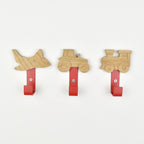 Transport vehicle wall hooks front view - airplane tractor train wooden hooks for children's room
