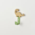 Brachiosaurus steel wall hook - handcrafted oak dinosaur decor for kids bedroom