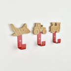Transport wall hooks side angle - airplane tractor train oak bedroom decor