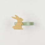 Woodland animal curtain tieback front view - Rabbit oak tieback for kids