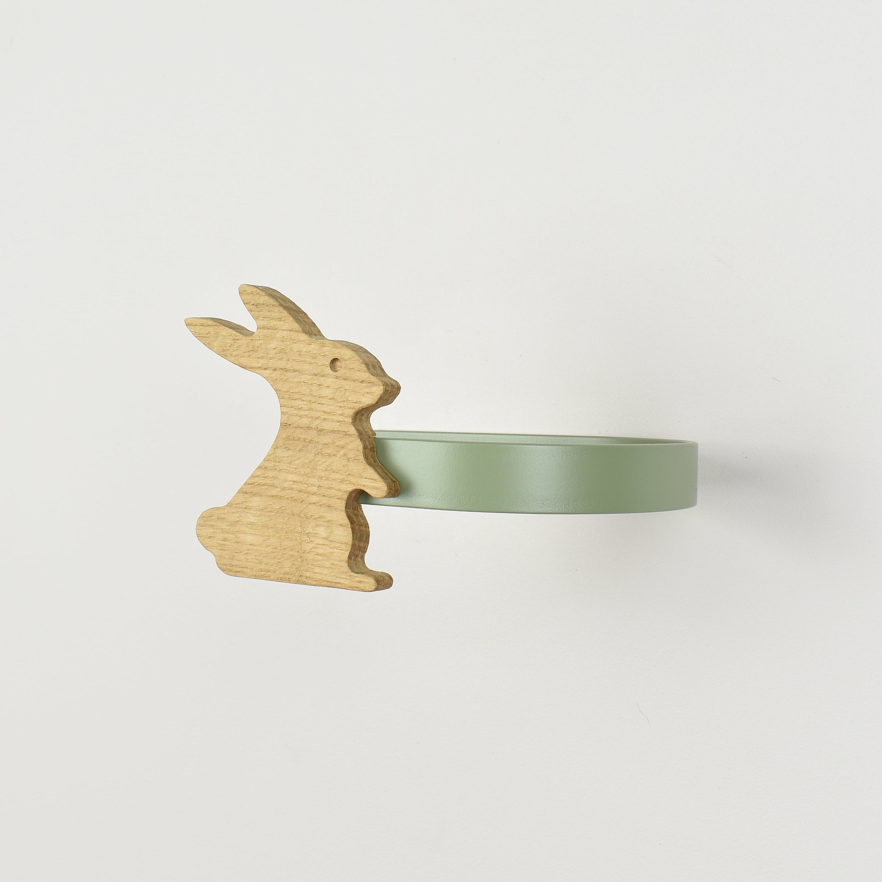 Woodland curtain tieback side view showing metal tieback - oak tiebacks for kids