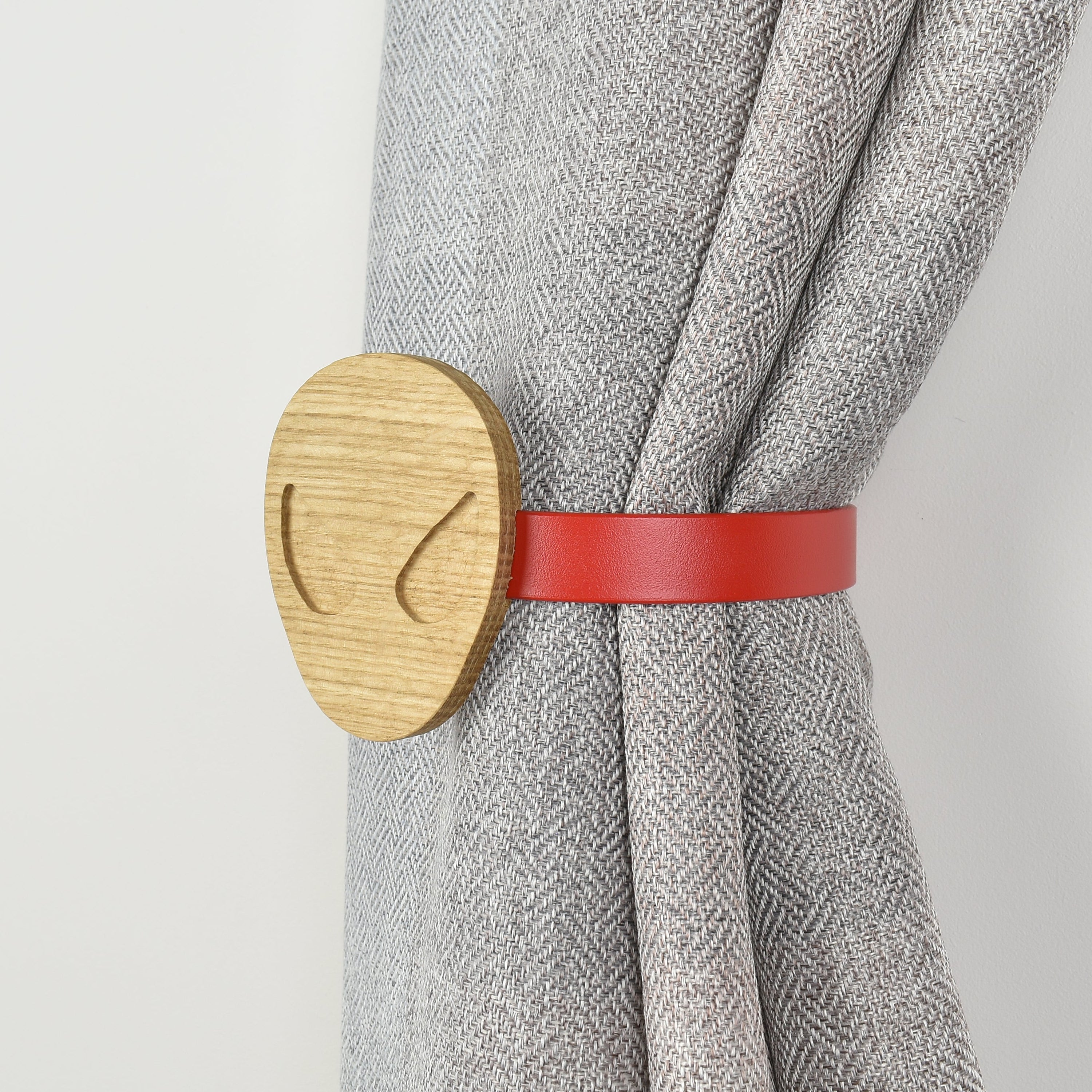 Superhero curtain tieback right side view - spiderman oak tieback for kids