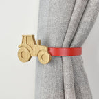 Farm animal curtain tieback right side view - Tractor oak tieback for kids 