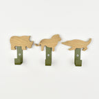Safari animal wall hooks front view - crocodile lion rhino wooden children's bedroom hooks