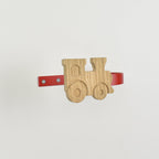 Train curtain accessories rear view showing fixings - curtain holdbacks for kids