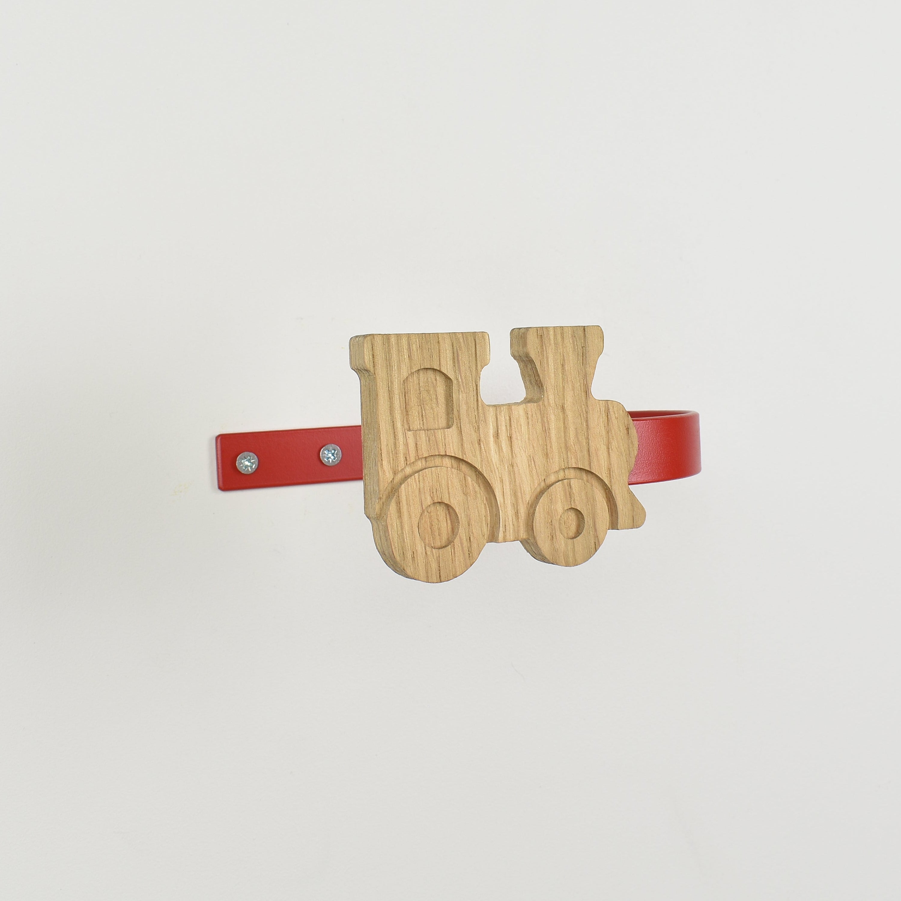 Train curtain accessories rear view showing fixings - curtain holdbacks for kids