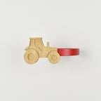 Farm animal curtain tieback front view - Tractor oak tieback for kids