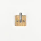 solid oak wall hook with pewter metal bar - front view