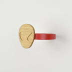 Superhero curtain tieback side view showing metal tieback - oak tiebacks for kids