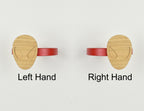 Superhero curtain tiebacks showing right hand and left hand options - spiderman oak tiebacks for kids