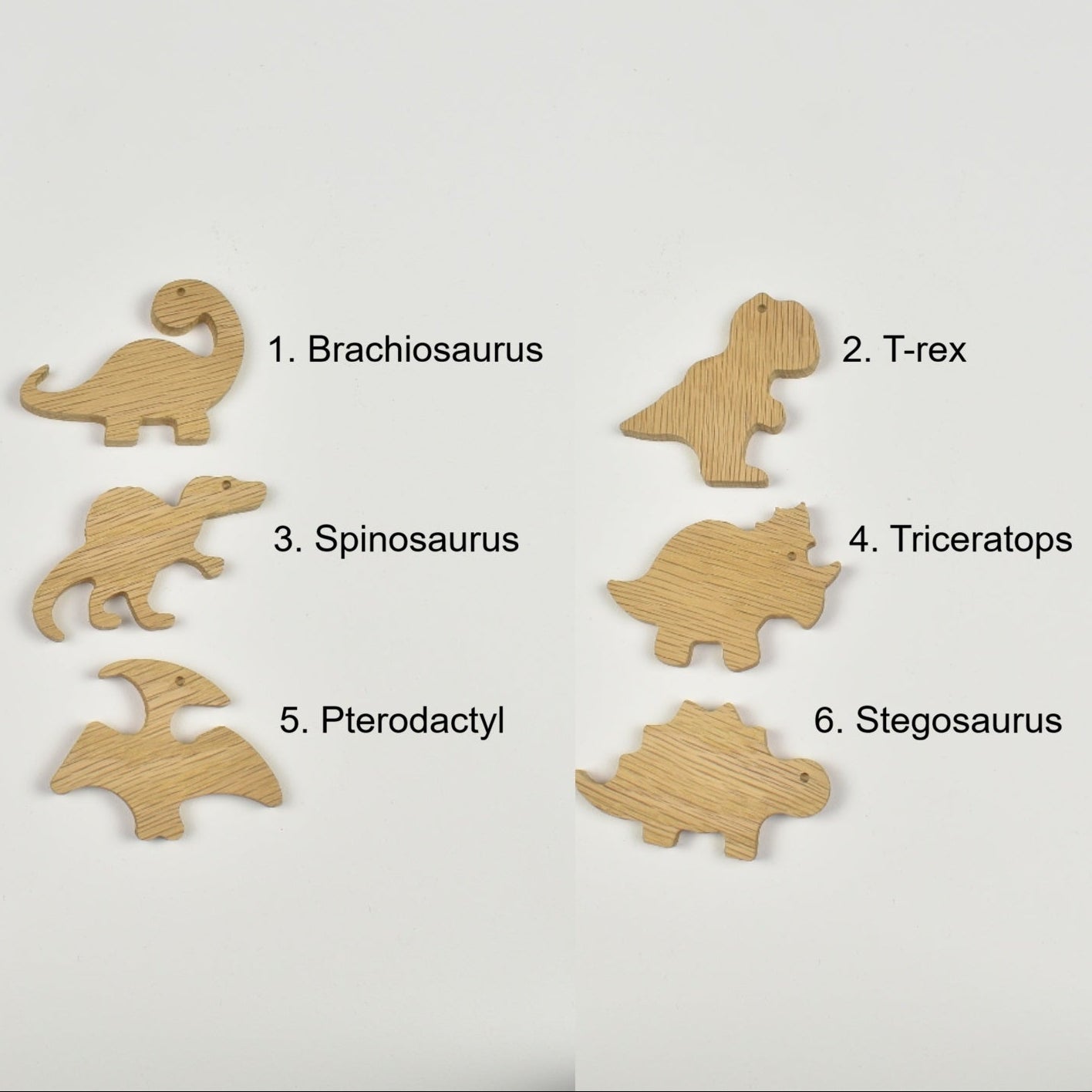Dinosaur curtain tiebacks - 6 designs numbered reference guide 