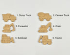 Construction vehicle curtain tiebacks - 6 designs numbered reference guide 