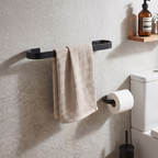 Rounded Black Metal Towel Rail - Modern Wall Mounted Towel Rack