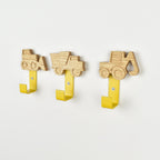 Construction truck wall hooks for kids - colourful coat hooks