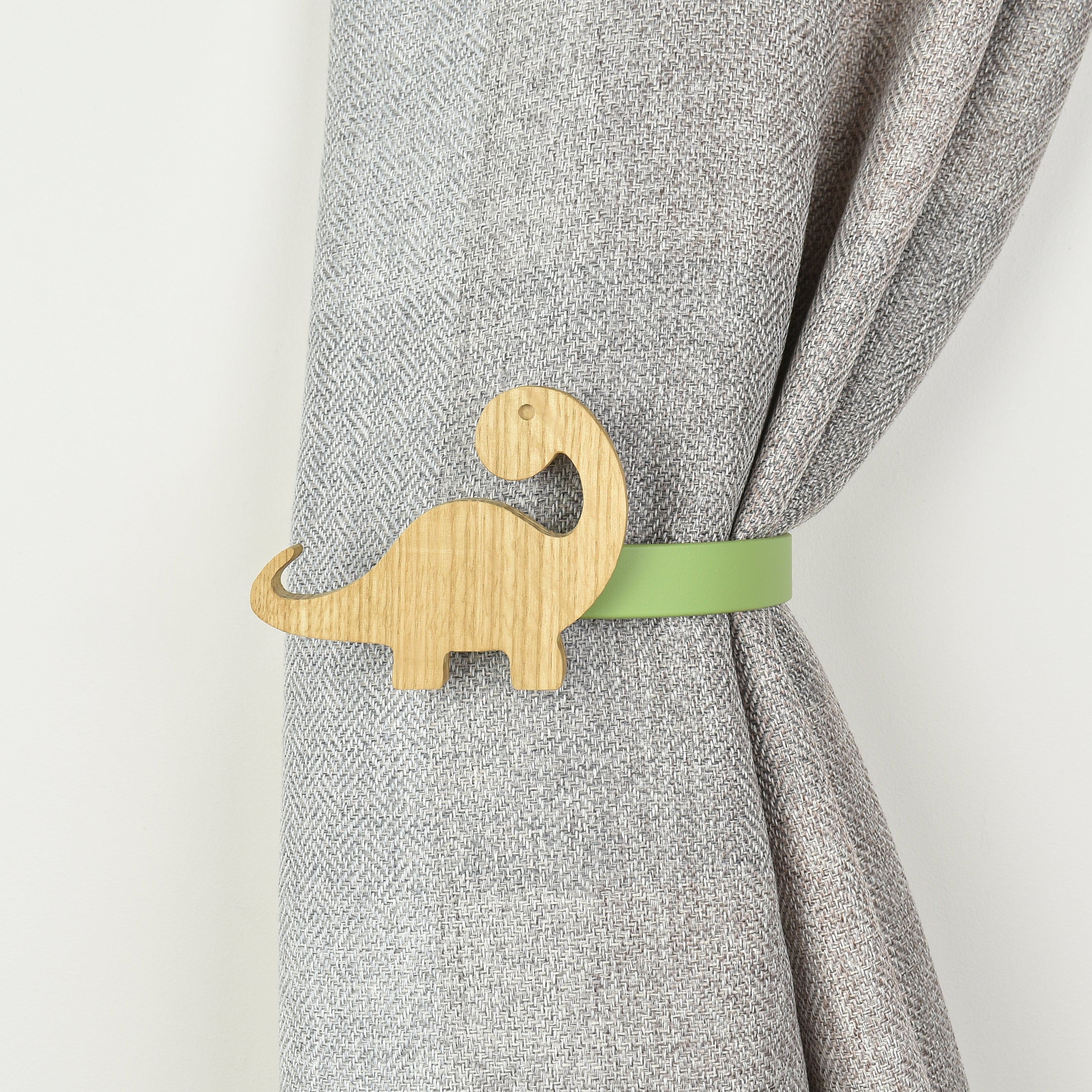 Wooden dinosaur shaped curtain tieback