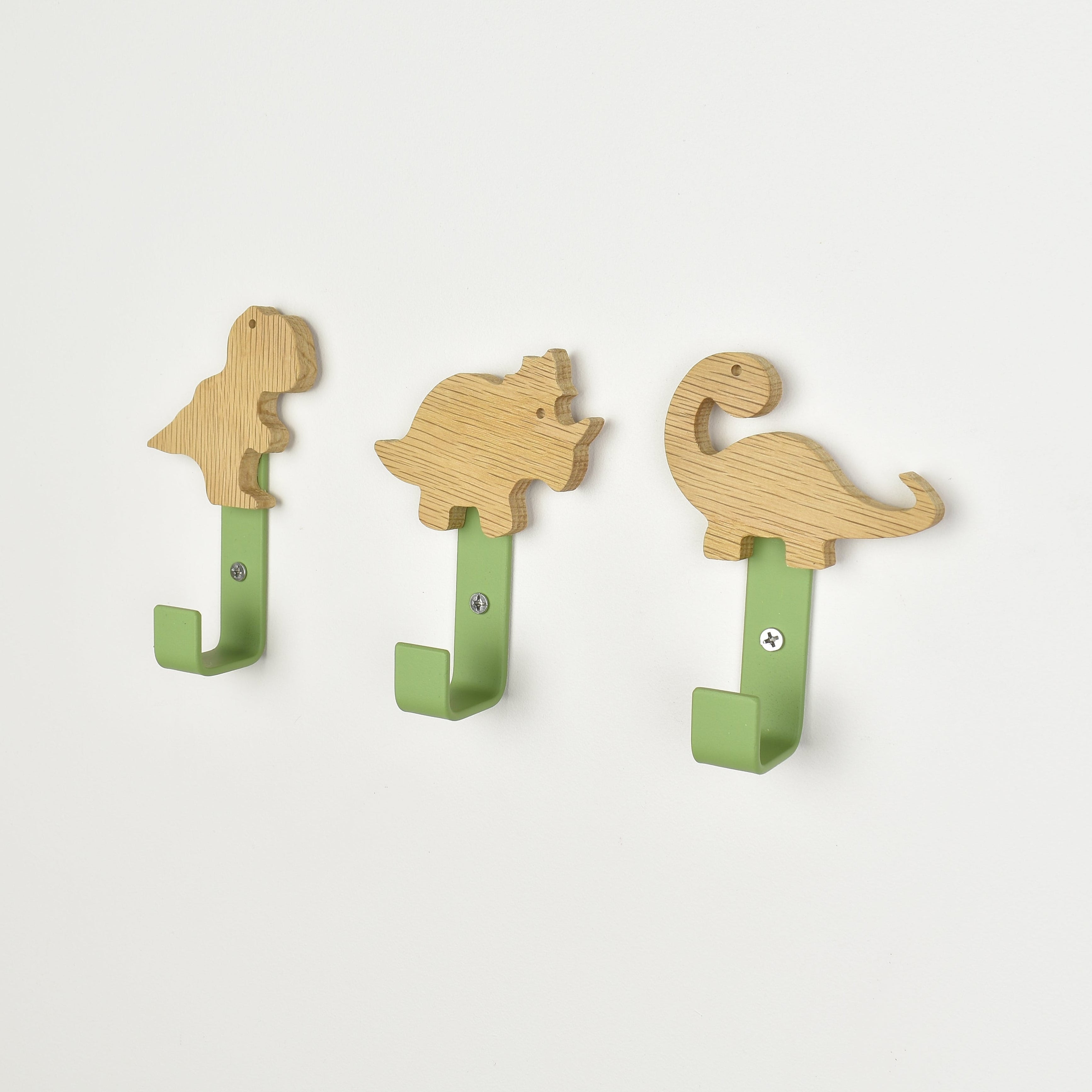 Dinosaur wall hooks for kids - colourful coat hooks 