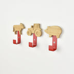Farm animal wall hooks for kids - colourful coat hooks 
