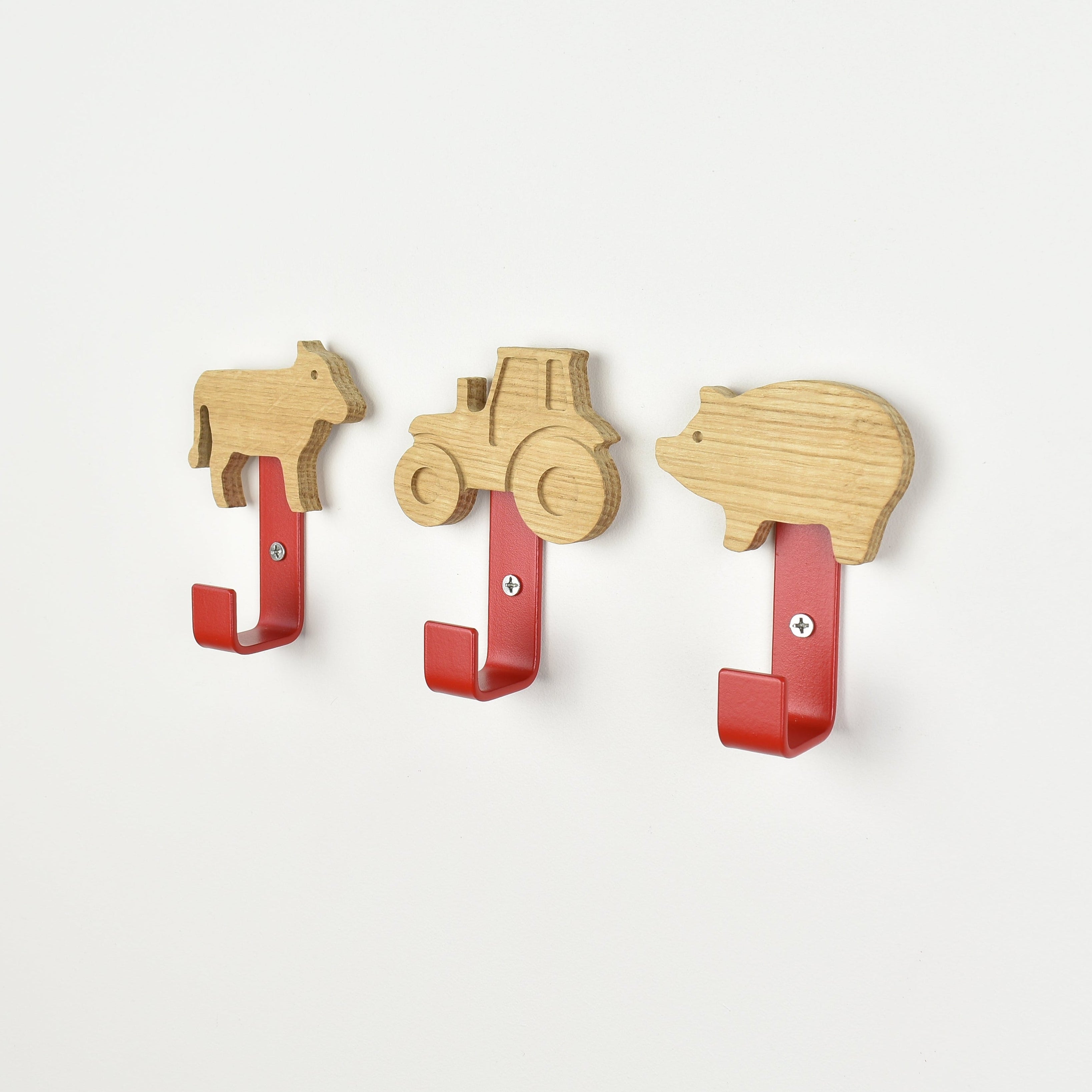 Farm animal wall hooks for kids - colourful coat hooks 