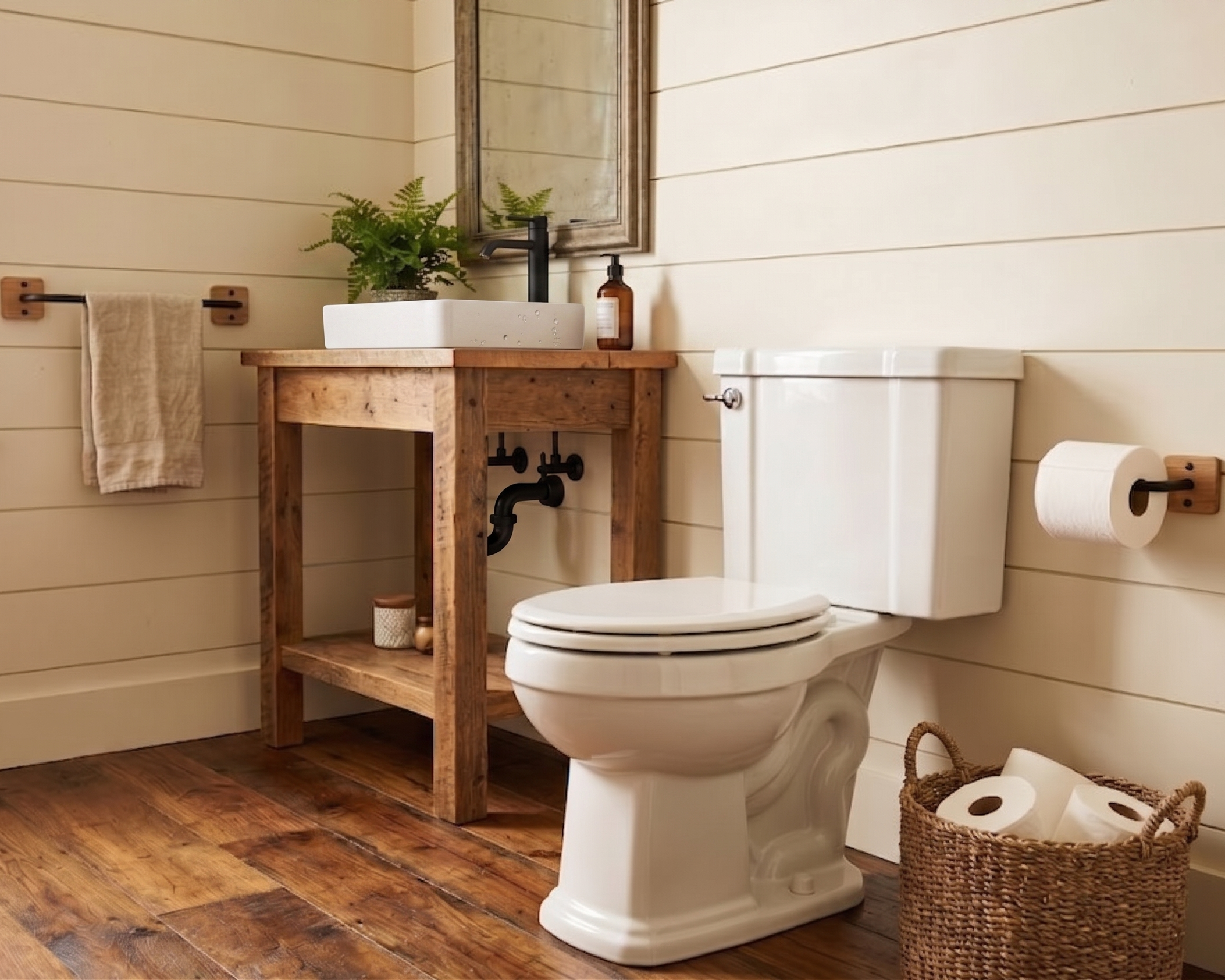 Oak & Black Metal Towel Rail – Wall Mounted for Kitchen & Bathroom