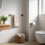 Oak & Black Metal Towel Rail – Wall Mounted for Kitchen & Bathroom