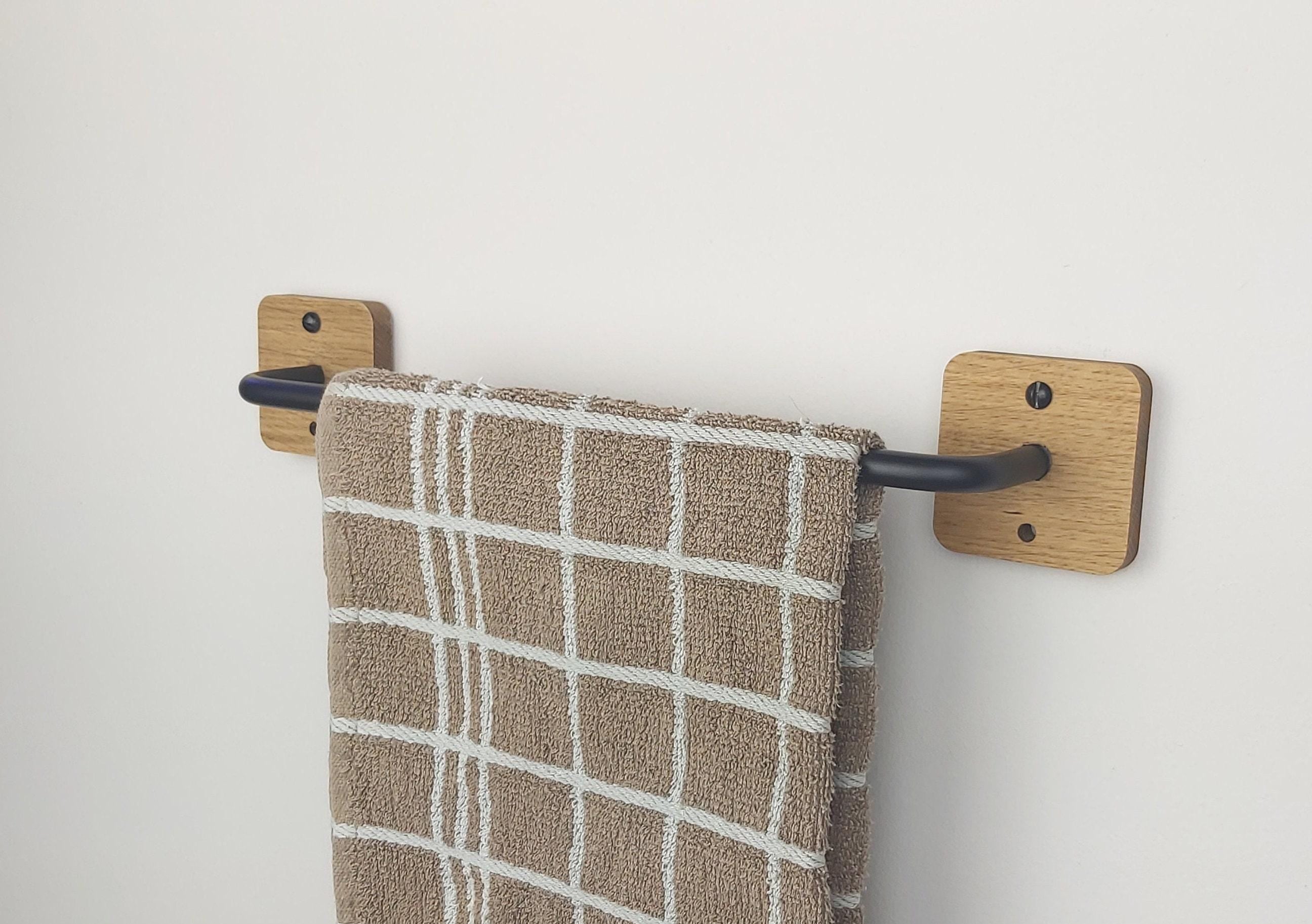 Oak & Black Towel Rail | Modern Farmhouse Decor