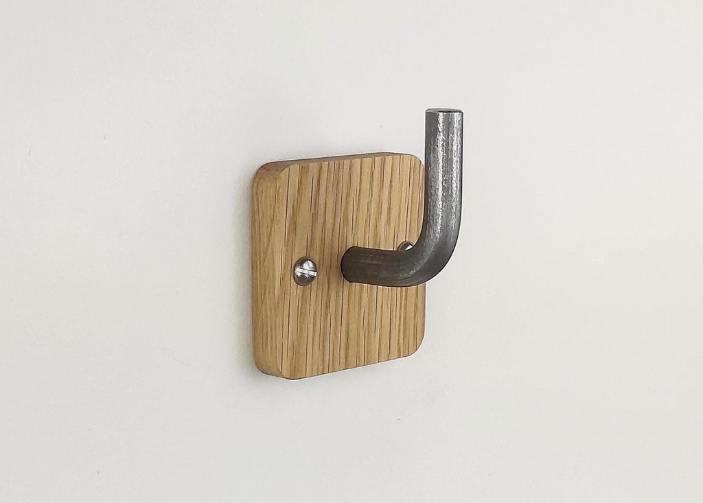 Oak & Pewter Wall Hook | Modern Farmhouse Decor
