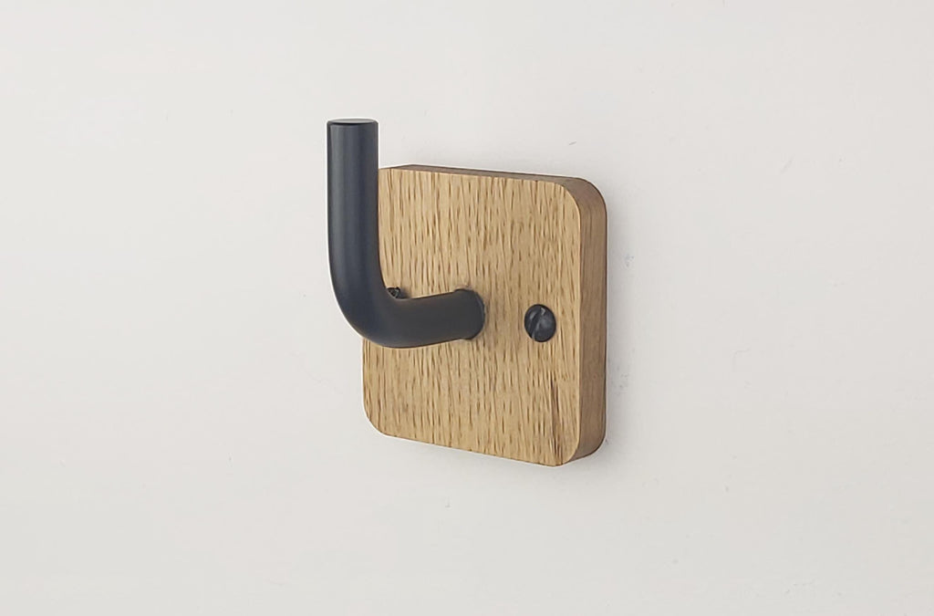 Oak & Black Wall Hook | Modern Farmhouse Decor