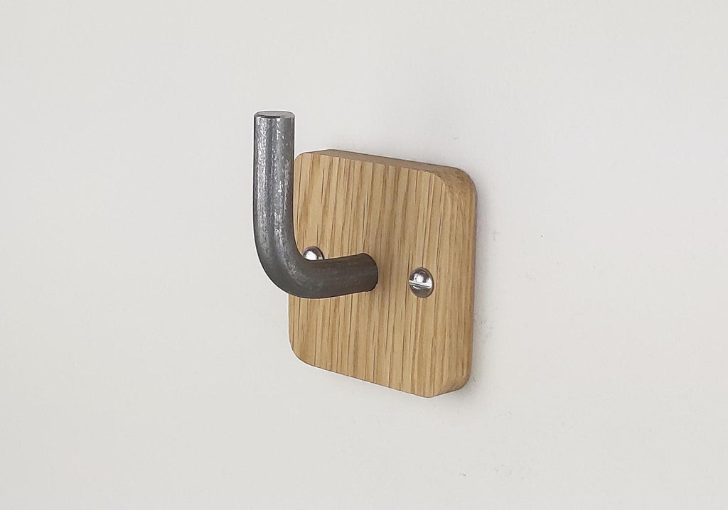 Oak & Pewter Wall Hook | Modern Farmhouse Decor