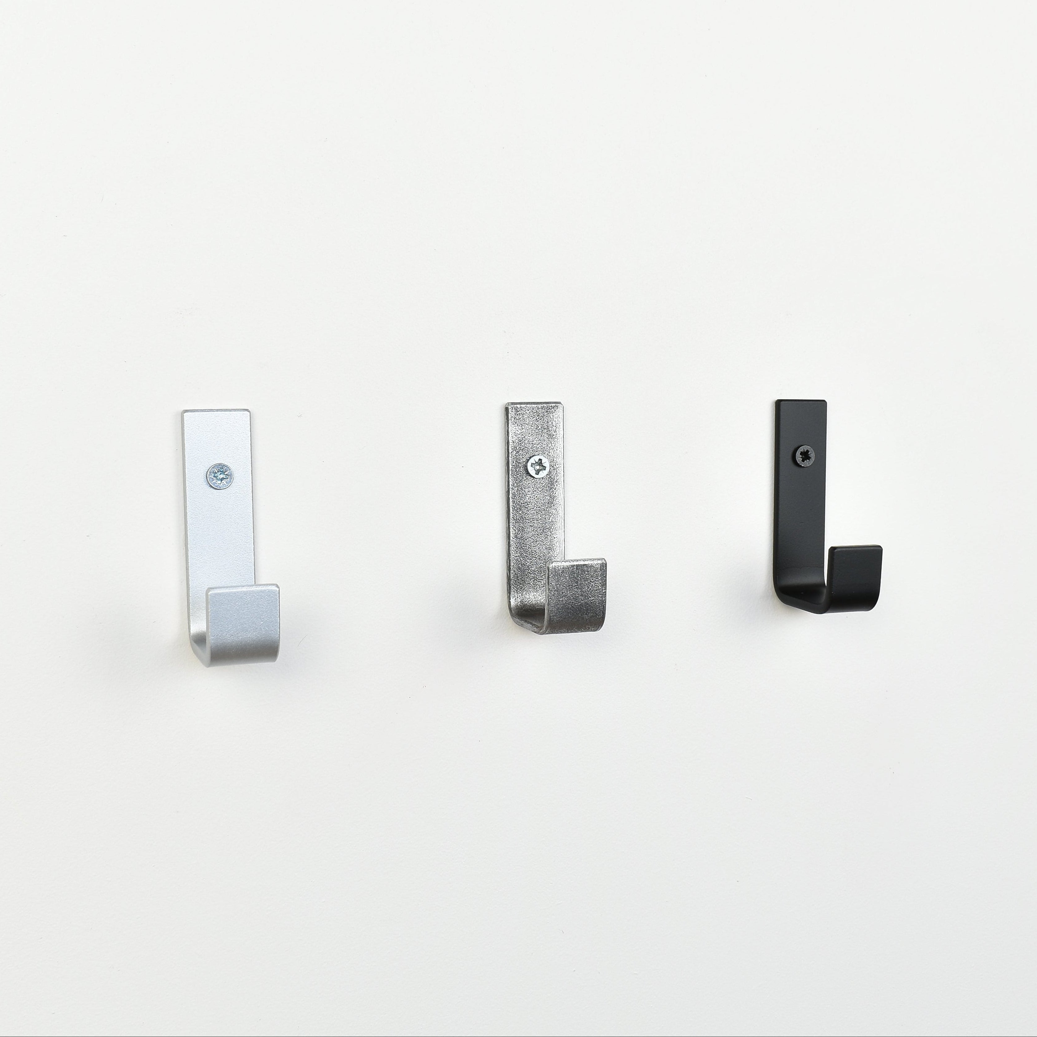 metal wall hooks - silver, pewter & black