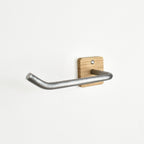 oak & pewter metal toilet roll holder for bathrooms