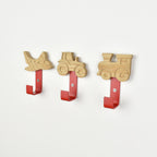 transport themed wall hooks for kids - colourful nursery coat hooks