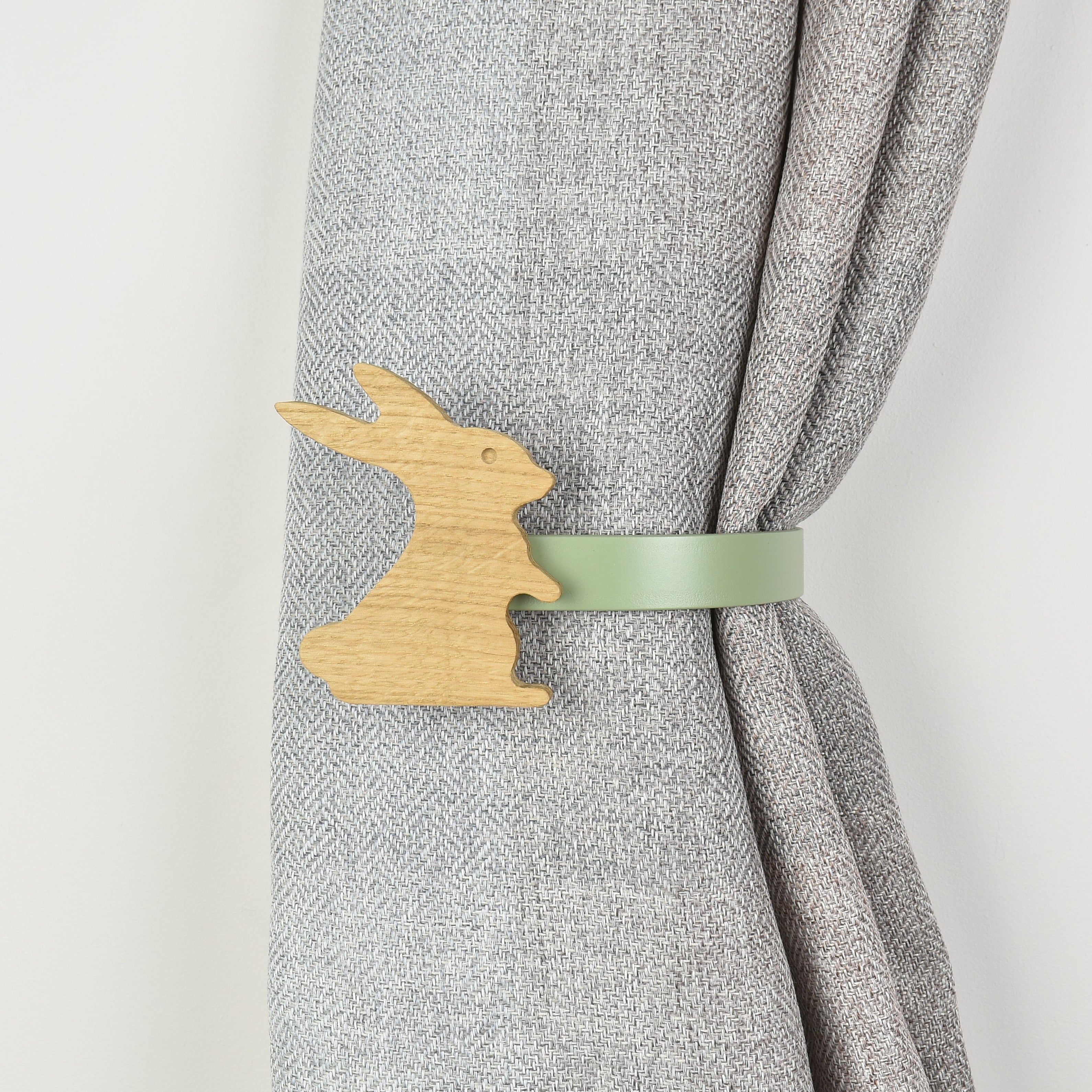 Wooden rabbit shape curtain tieback